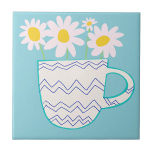 Gänseblümchen in Keramikvase Wasserfarbe Keramikfl Fliese