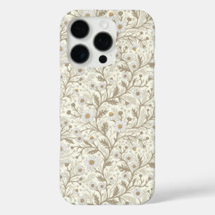 Gänseblümchen in weiß und braun auf cremeweiß iPhone 16 pro hülle