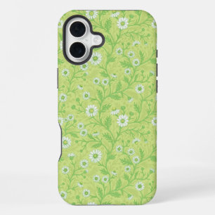 Gänseblümchen in weiß und grün auf honigmelonengrü iPhone 16 plus hülle
