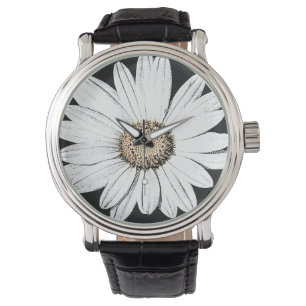Gänseblümchen Mae Vintages lederner Armbanduhr
