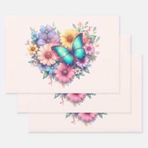 Gänseblümchen mit einem schönen Schmetterling Geschenkpapier Set