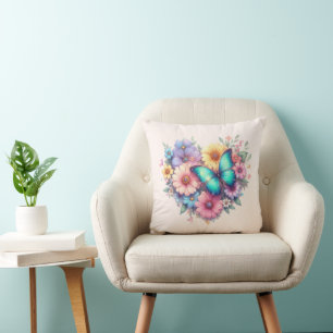 Gänseblümchen mit einem schönen Schmetterling Kissen