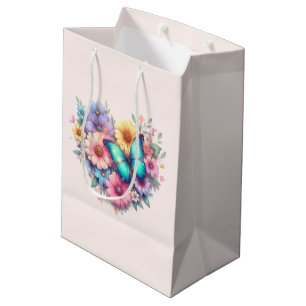 Gänseblümchen mit einem schönen Schmetterling Mittlere Geschenktüte