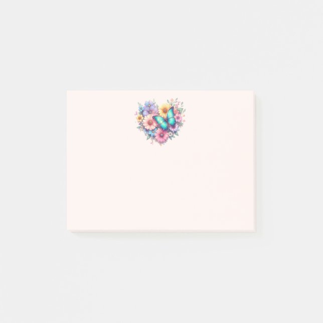 Gänseblümchen mit einem schönen Schmetterling Post-it Klebezettel (Vorderseite)