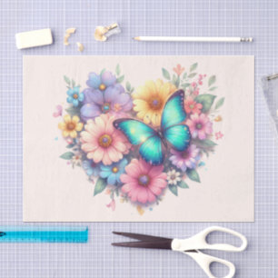Gänseblümchen mit einem schönen Schmetterling Seidenpapier