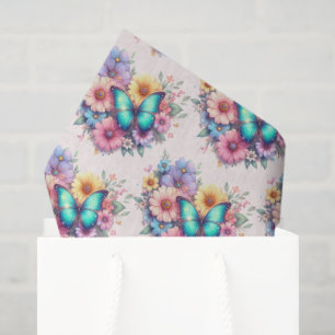 Gänseblümchen mit einem schönen Schmetterlingsmust Seidenpapier