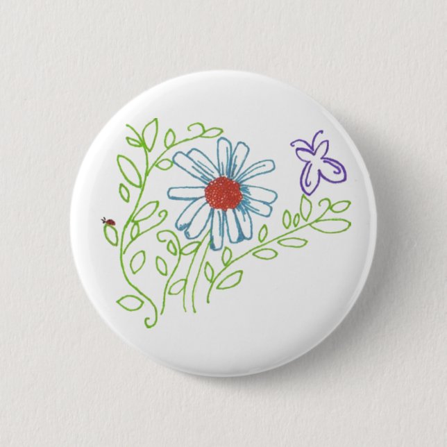 Gänseblümchen mit Marienkäfer Button (Vorderseite)