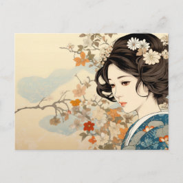 Gänseblümchen Mode Ukiyo-e-Kunststil  Postkarte