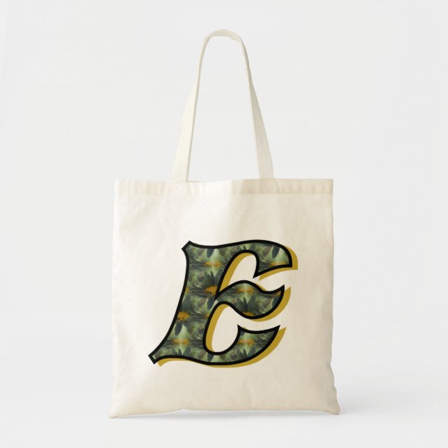 Gänseblümchen-Monogramm Anfangsbuchstabe E Tragetasche (Vorne)