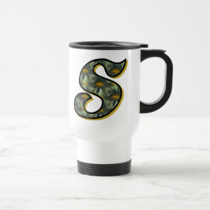 Gänseblümchen-Monogramm Anfangsbuchstabe S Reisebecher