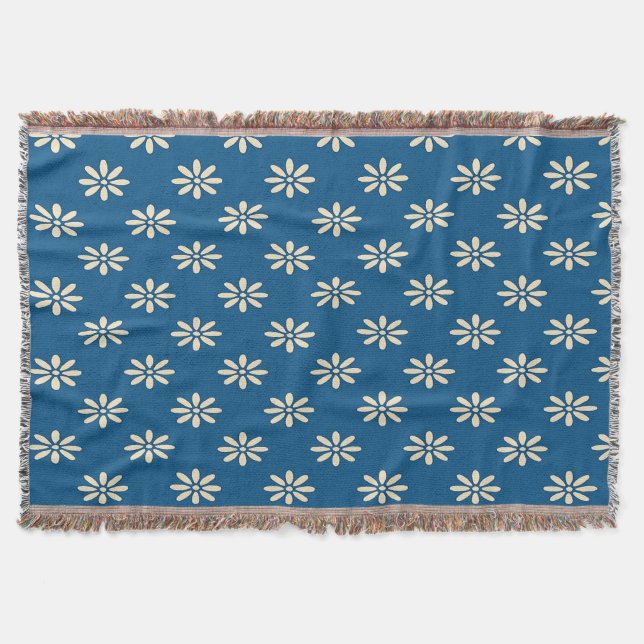 Gänseblümchen-Muster Blaues Wurfdecke Decke (Vorderseite)