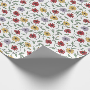 Gänseblümchen-Muster-Doodle-Stil mit Feder und Tin Geschenkpapier