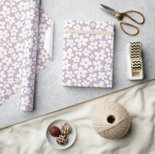 Gänseblümchen-Muster Groovy Vornehm Floral Retro L Geschenkpapier