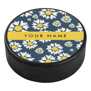 Gänseblümchen-Muster, Weiße Gänseblümchen, Ihr Nam Eishockey Puck