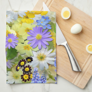 Gänseblümchen, Primel, Osterglocken Blumen Geschirrtuch