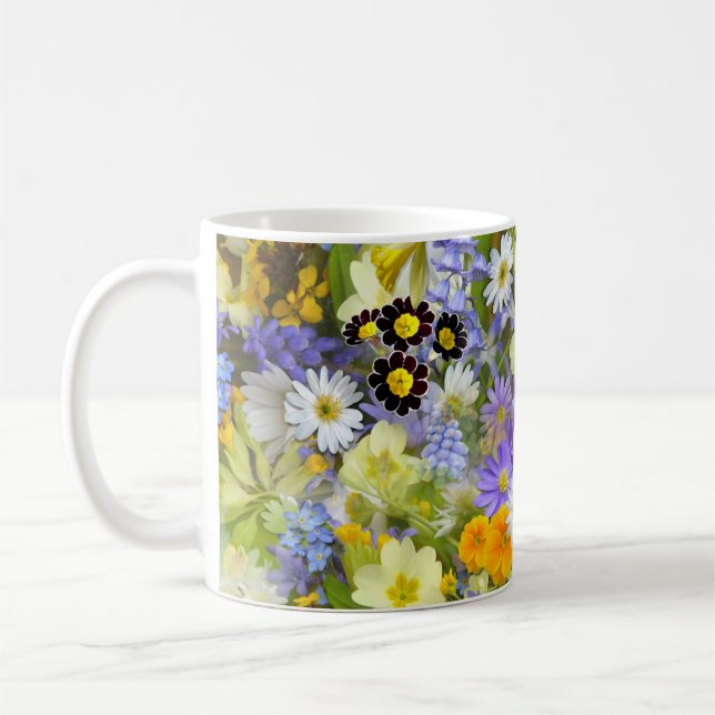 Gänseblümchen, Primel, Osterglocken Blumen Kaffeetasse (Links)