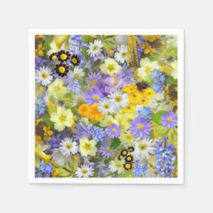 Gänseblümchen, Primel, Osterglocken Blumen Serviette