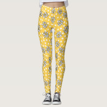 Gänseblümchen-Punkt-Leggings mit gelbem
