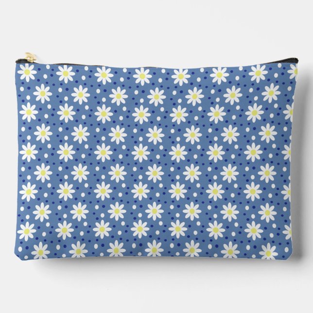 Gänseblümchen Punkte blau Zubehörtasche (Vorderseite)