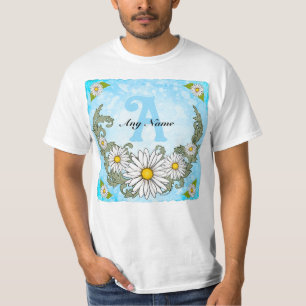Gänseblümchen-Rand-Monogramm-T-Shirt T-Shirt