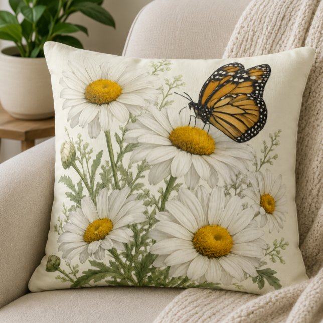 Gänseblümchen & Schmetterling blühen Kissen (Von Creator hochgeladen)