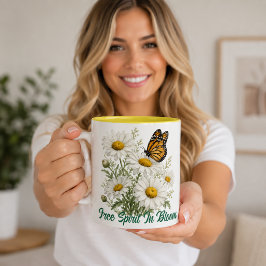 Gänseblümchen & Schmetterling blühen Zweifarbige Tasse