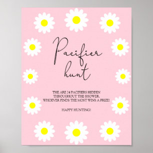 Gänseblümchen - Schnuller Jagd Baby Shower Spiel Poster