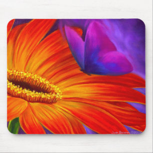 GÄNSEBLÜMCHEN-U. SCHMETTERLINGS-KUNST-MALEREI - MOUSEPAD