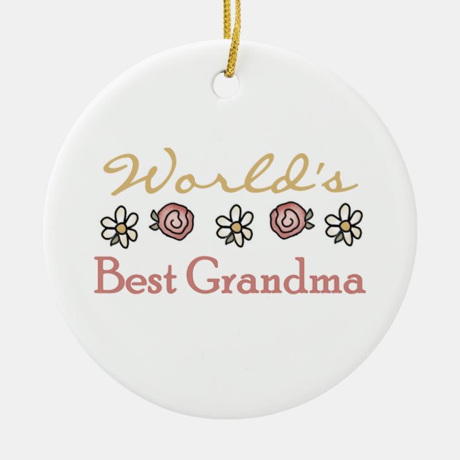 Gänseblümchen und beste die Großmutter-Geschenke Keramik Ornament (Vorne)