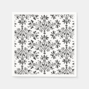 Gänseblümchen- und Blätter-Blumenkunst auf schwarz Serviette
