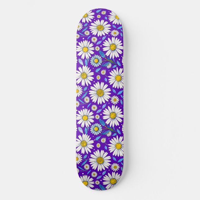 Gänseblümchen und Blätter Skateboard (Vorderseite)