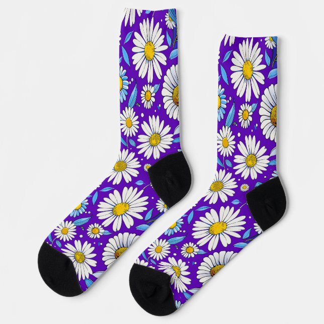 Gänseblümchen und Blätter Socken (Linkes Detail)