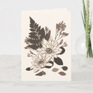 Gänseblümchen und Blätter - transparent auf creme. Karte