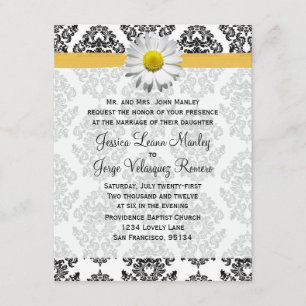 Gänseblümchen-und Damast-Hochzeits-Einladung Einladung