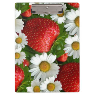 Gänseblümchen und Erdbeeren Klemmbrett