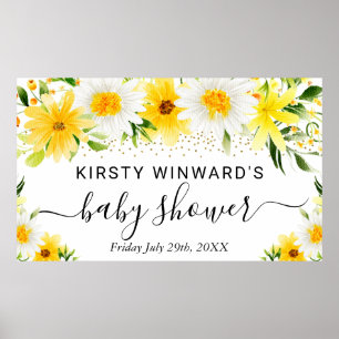 Gänseblümchen und gelbe Blumen Baby Shower Willkom Poster