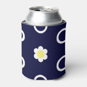 Gänseblümchen und Marineblau und Weiße Punkte Dosenkühler