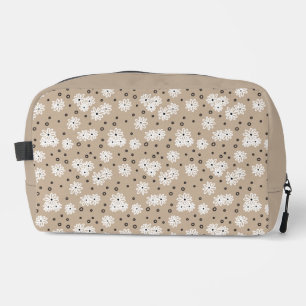 Gänseblümchen und Punkte - Taupe, Schwarz und Weiß Waschbeutel