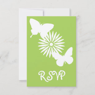 Gänseblümchen und Schmetterlinge in Peridot RSVP K Karte