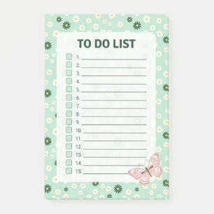 Gänseblümchen- und Schmetterlings-Checkliste Aufga Post-it Klebezettel