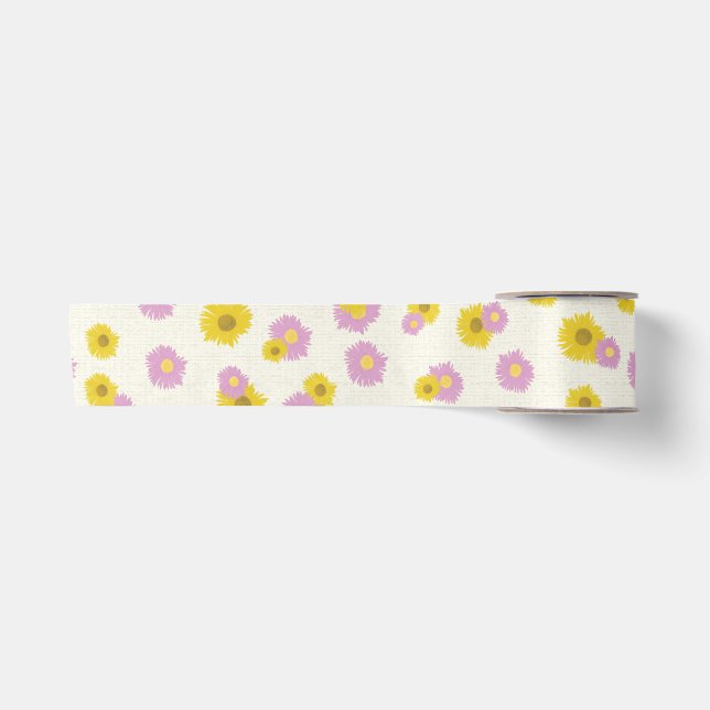 Gänseblümchen-Verpackungspapier Satinband (Vorderseite)