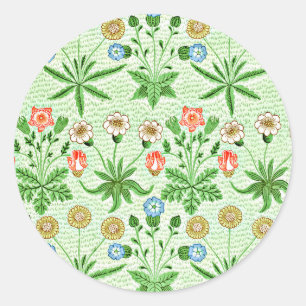 Gänseblümchen, vintage William-Morris-Muster, Runder Aufkleber
