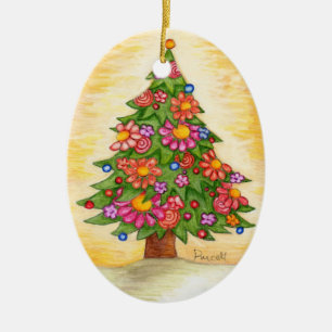 Gänseblümchen-Weihnachtsbaum Keramik Ornament