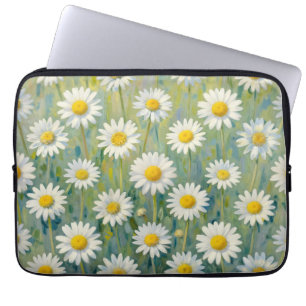 Gänseblümchen-Wiesen-Impressionistisches Blumenmus Laptopschutzhülle