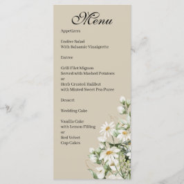 Gänseblümchen-Wildblumen-Boho-Hochzeitsmenü Menükarte