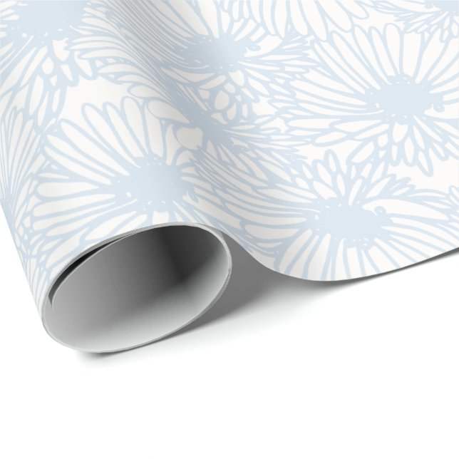 Gänseblümchenblüten - Puderblau Geschenkpapier (Rolleneckpunkt)