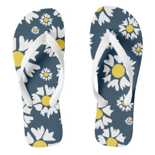 Gänseblümchenmuster, Blumenmuster, Weiße Gänseblüm Flip Flops