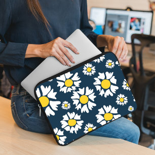 Gänseblümchenmuster, Blumenmuster, Weiße Gänseblüm Laptopschutzhülle