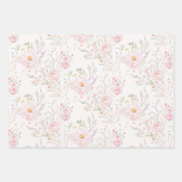 Gänseblush pink Elegante Pastel Bow Geburtstag Geschenkpapier Set