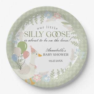 Gänseblütendusche Gingham Albern Gänse Pappteller